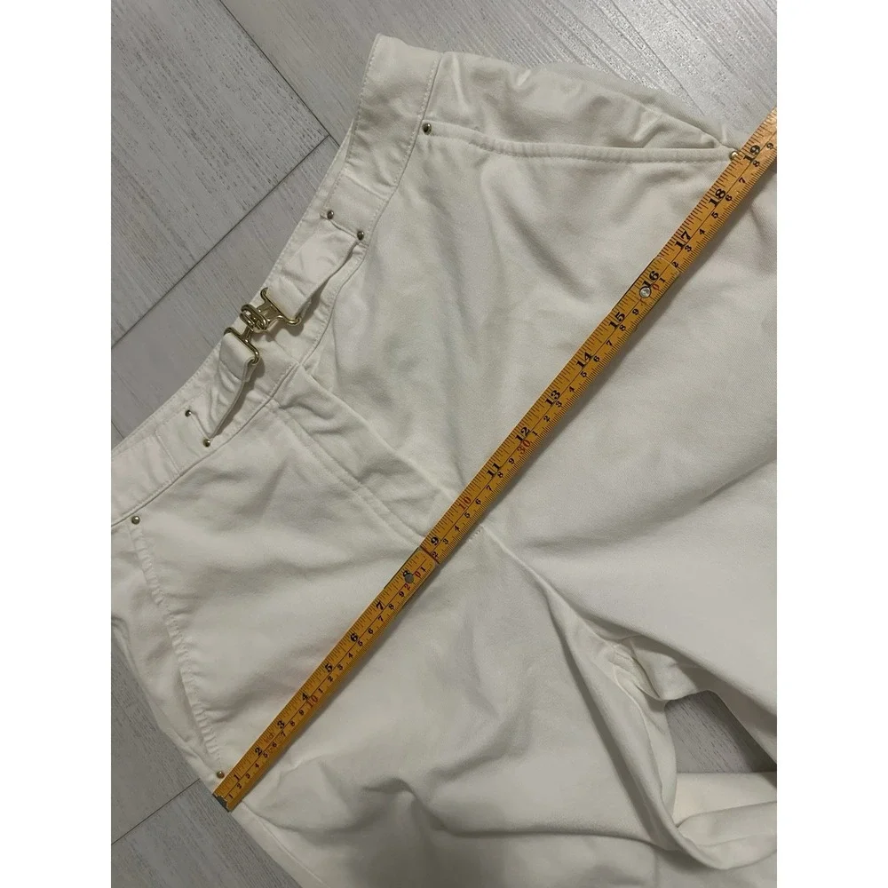 St John Sport Essentials By Marie Gray Pants Sz 6 Ivory Belted Gold Hardware
